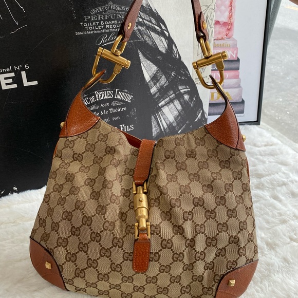 GUCCI Monogram GG Canvas Jackie O Hobo